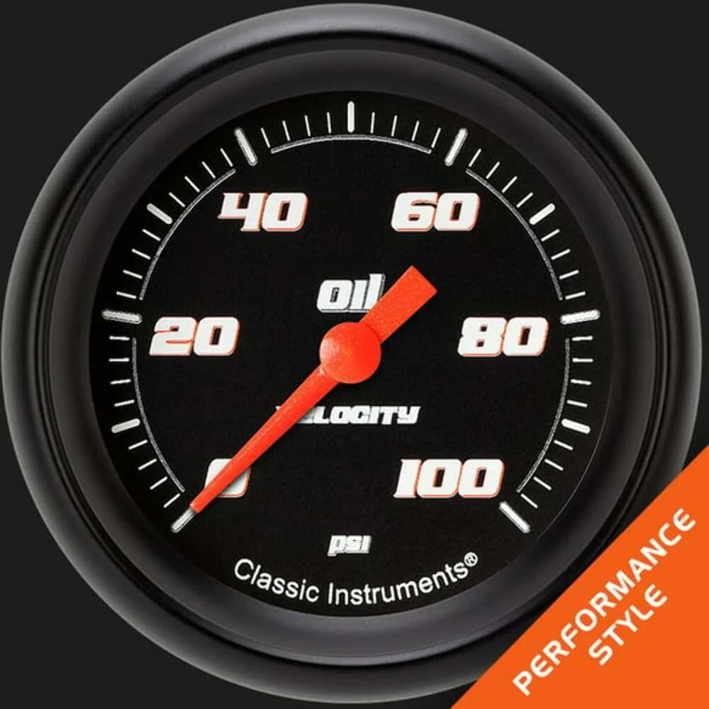 Velocity Black 2 5_8_ Oil Pressure Gauge VS381BBPF